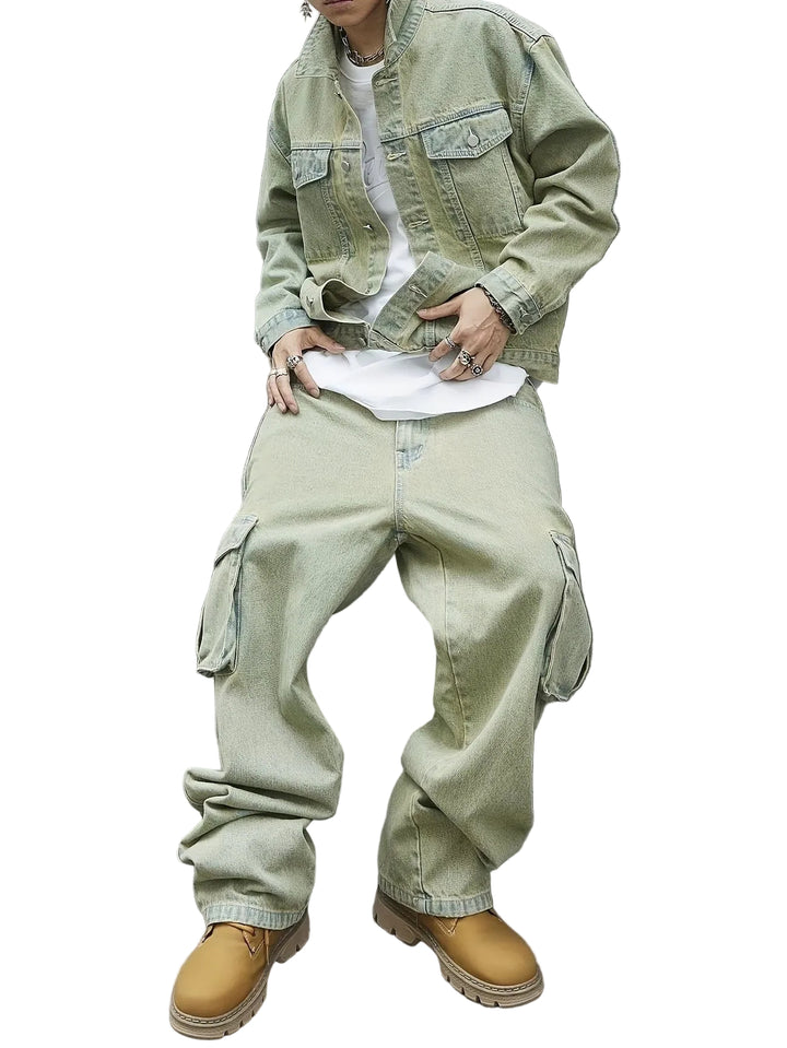 Men’s Drop-Shoulder Jacket and Cargo Pants Set