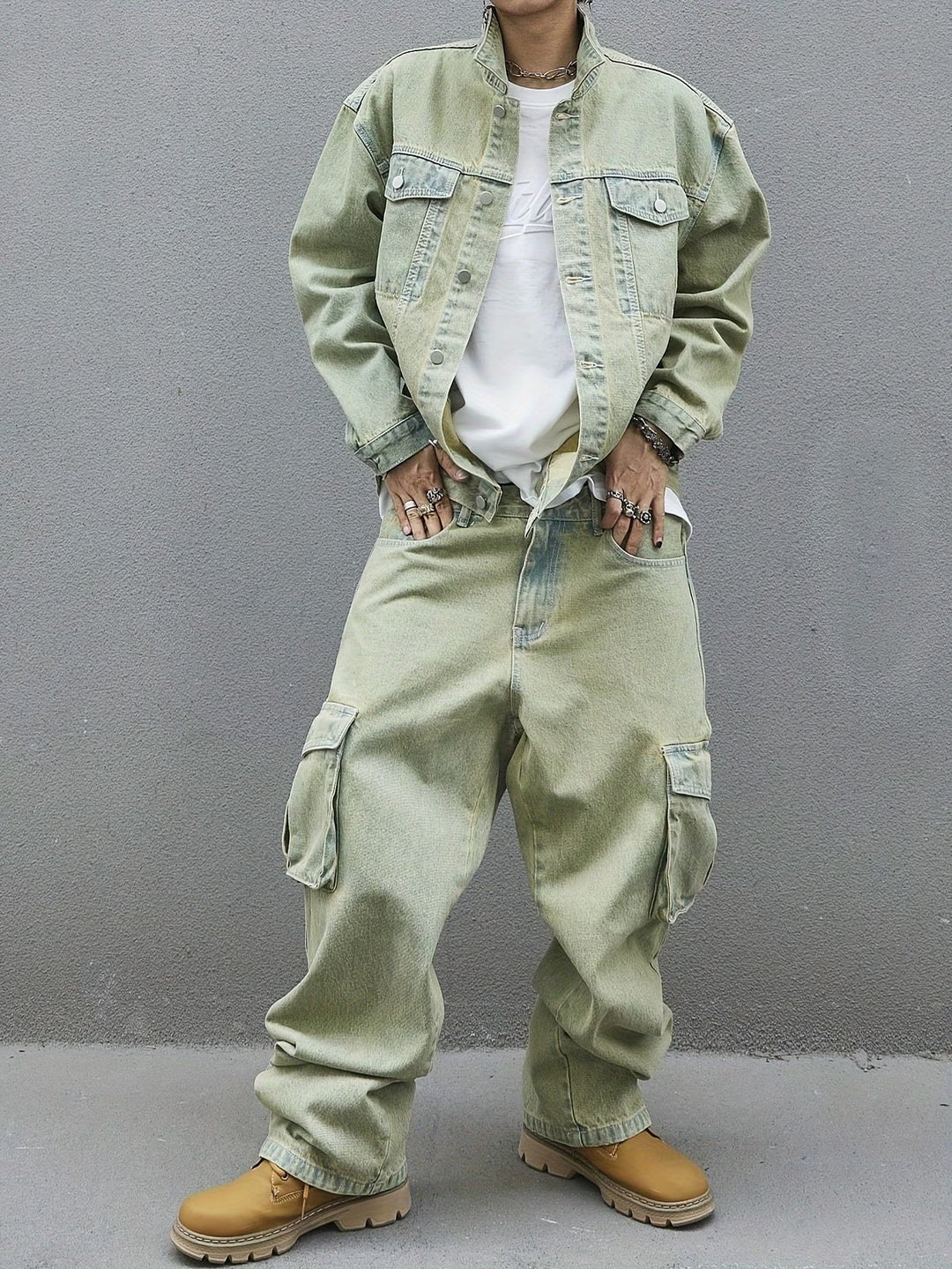 Men’s Drop-Shoulder Jacket and Cargo Pants Set