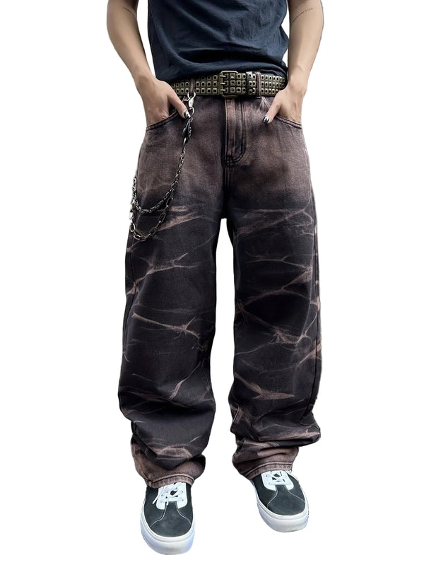 Men’s Marble-Wash Wide-Leg Pants