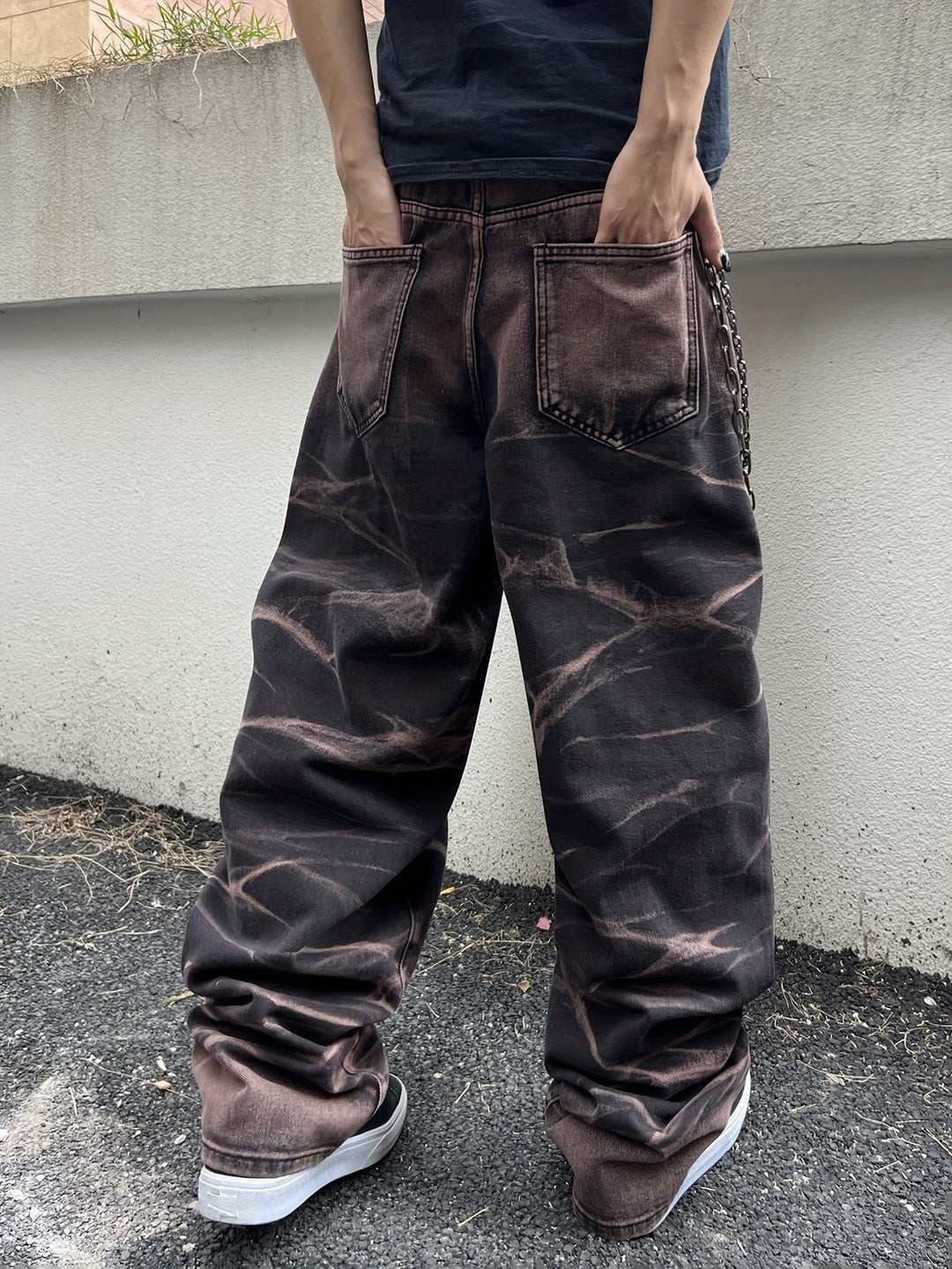 Men’s Marble-Wash Wide-Leg Pants