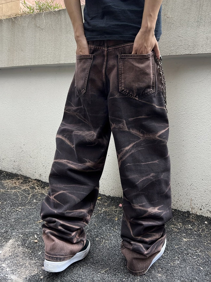 Men’s Marble-Wash Wide-Leg Pants