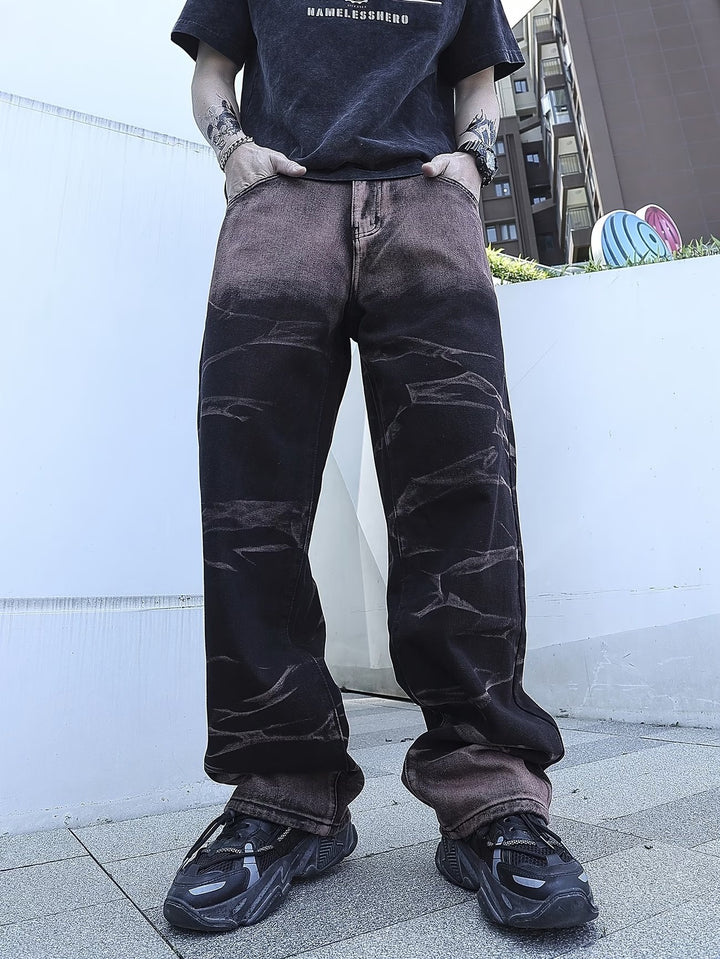 Men’s Marble-Wash Wide-Leg Pants