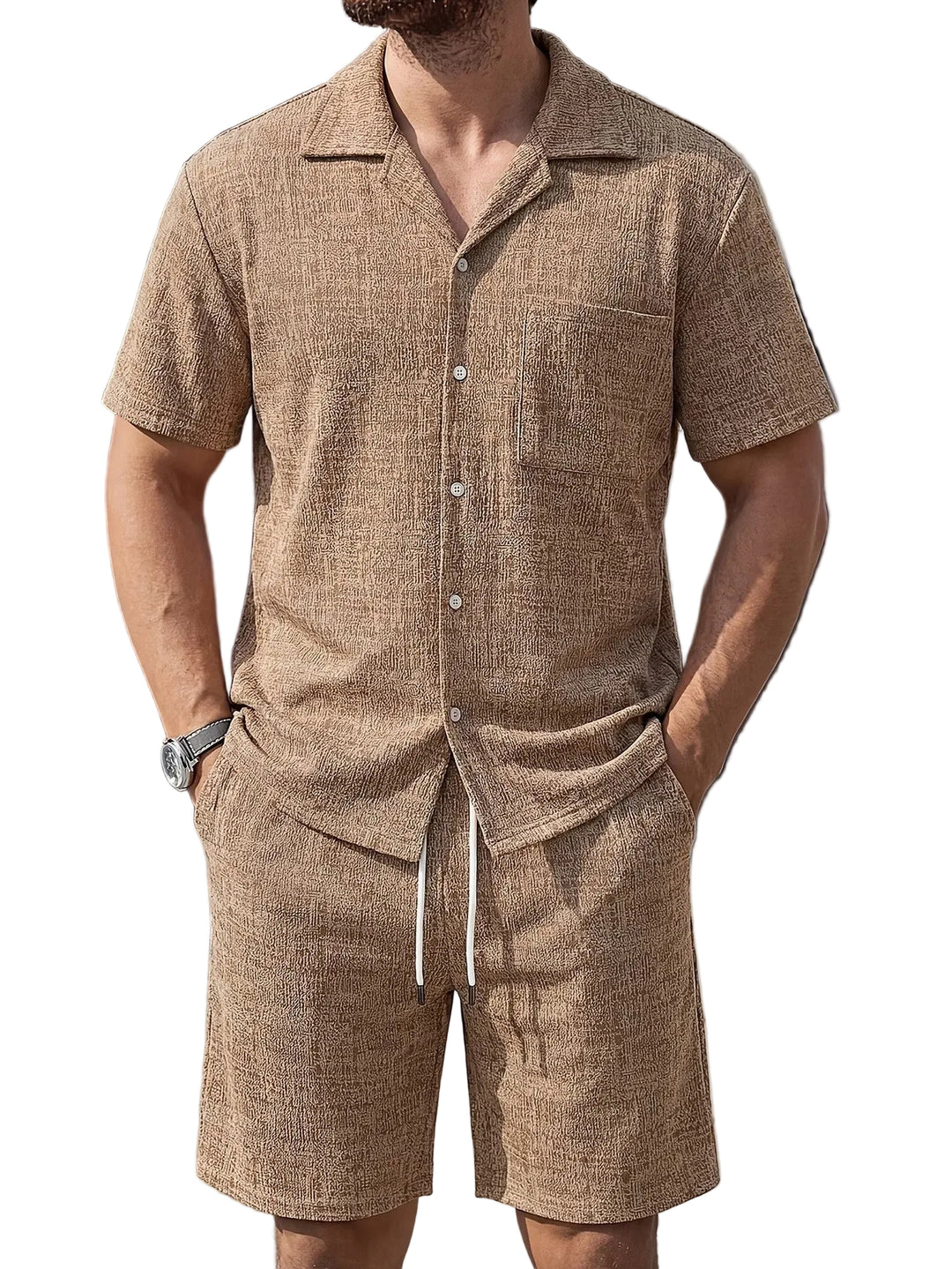 Men’s Short-Sleeve Shirt and Shorts Set