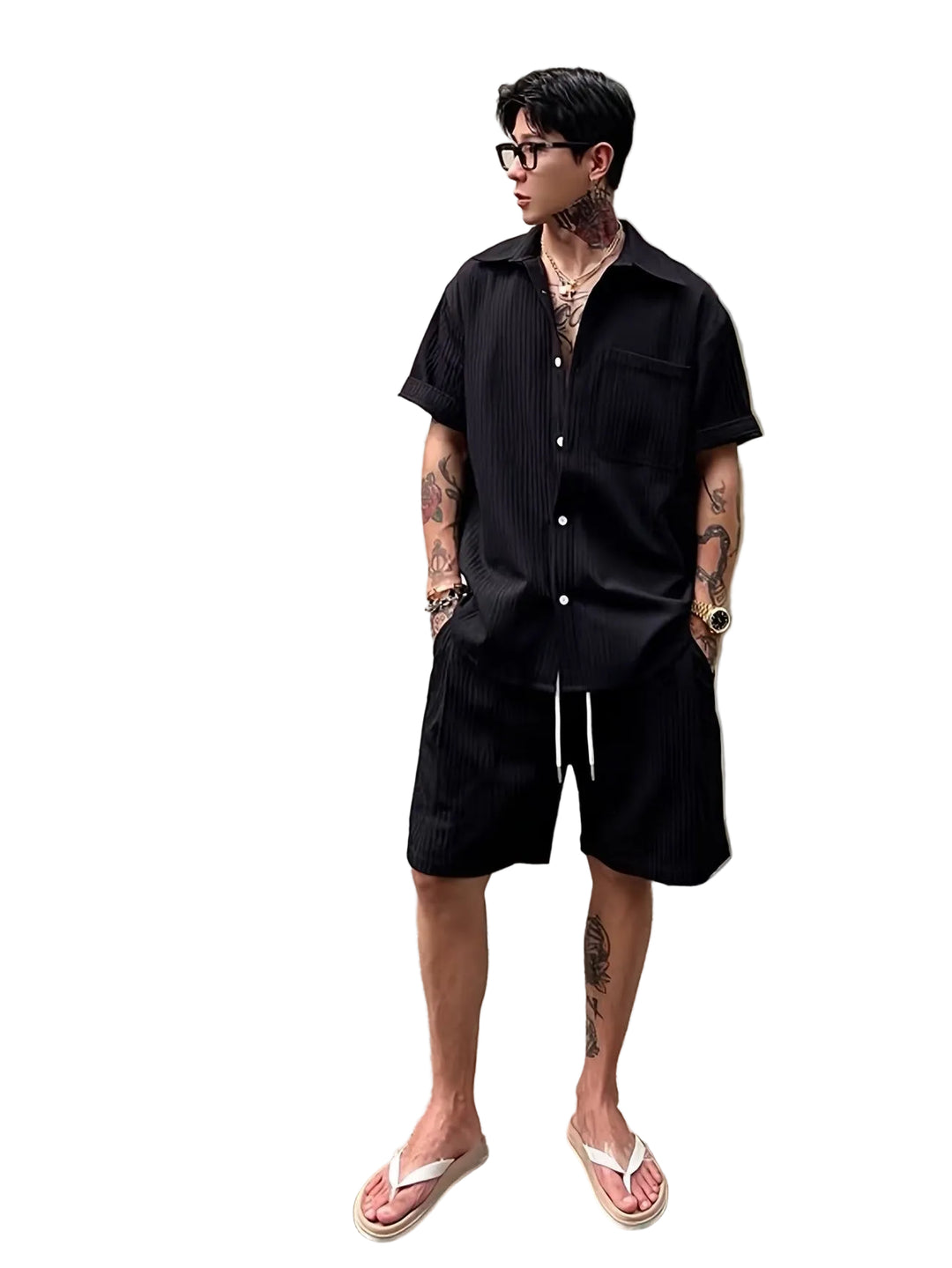 Men’s Textured Two-Piece Set