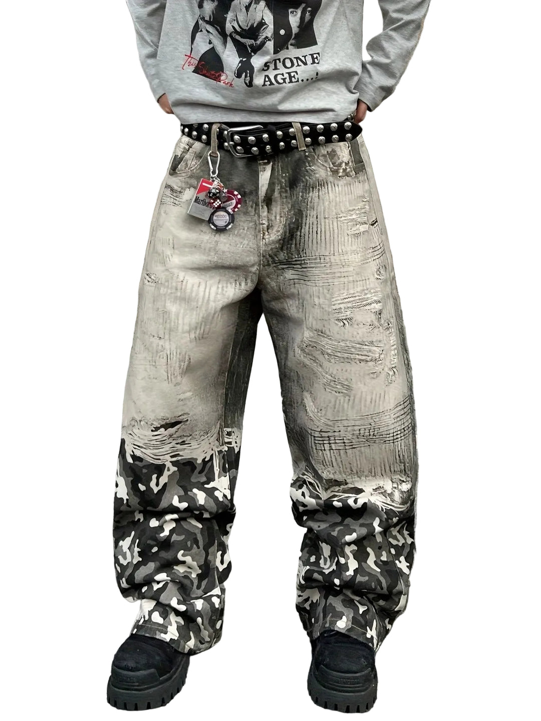 Men’s Wide-Leg Pants with Camouflage Pattern