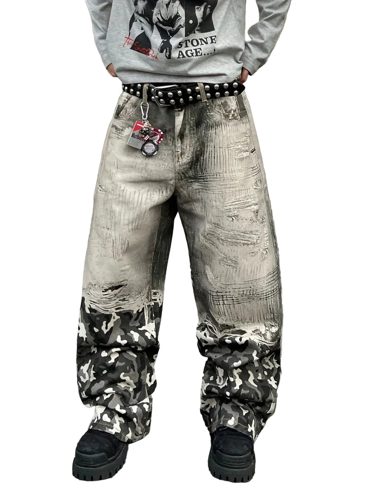Men’s Wide-Leg Pants with Camouflage Pattern