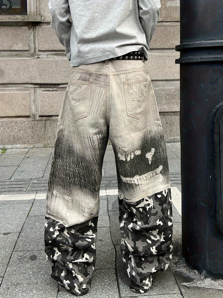 Men’s Wide-Leg Pants with Camouflage Pattern