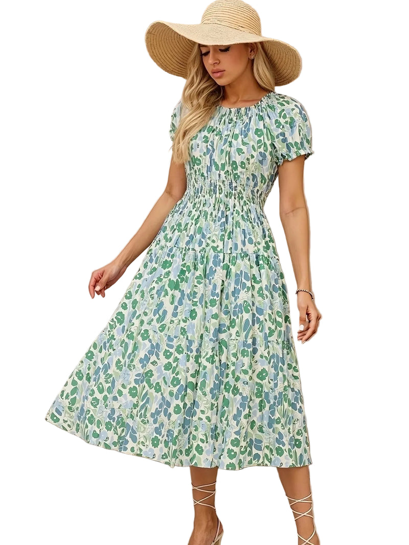 Women's Floral Tiered Midi Dress